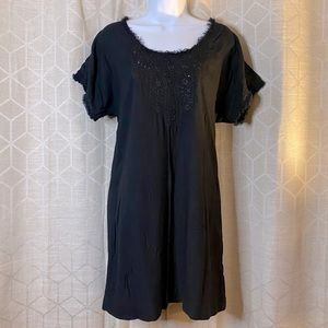 Lucky Brand Embroidered Boho Dress in Black